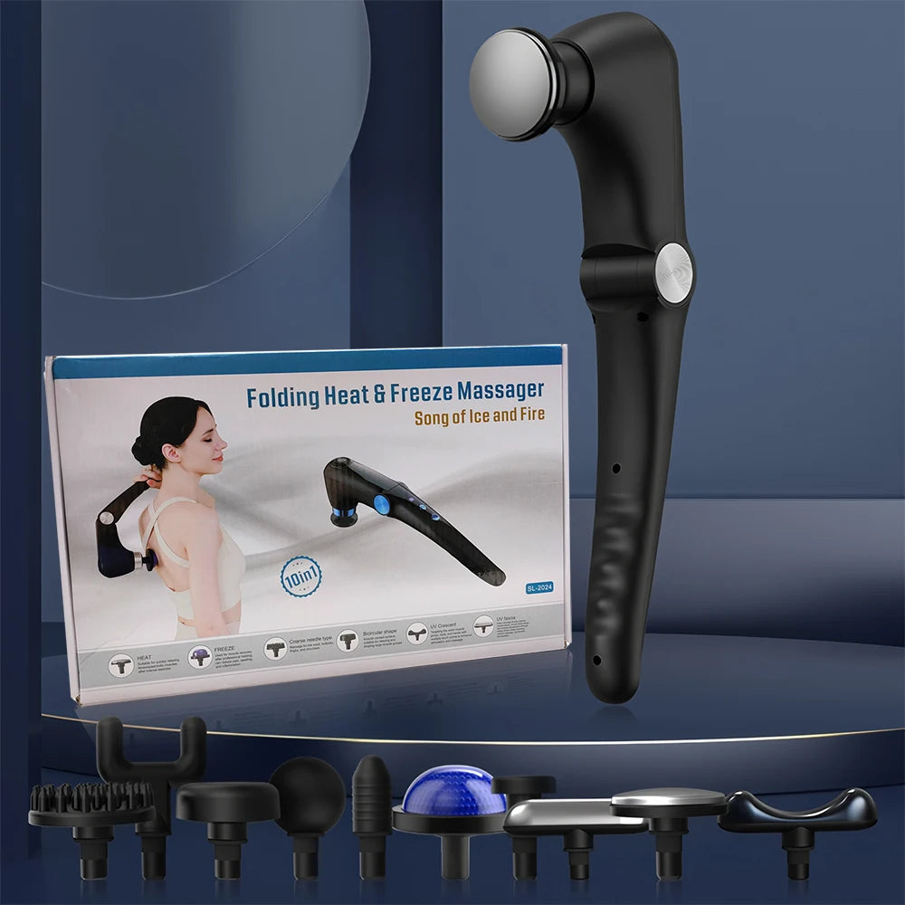XFOX Fascia Gun Massage With Hot Cold Heads And Angles