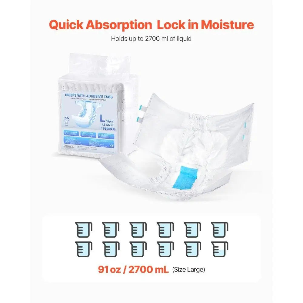 Hign-Concerned Adult Incontinence Briefs With Adhesive Tabs