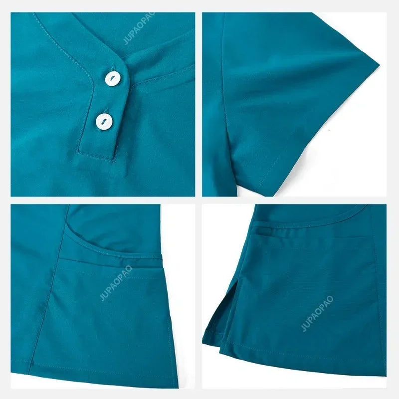 JUPAOPAOCN Nurse Scrubs Set Medical Uniform Women Jogger