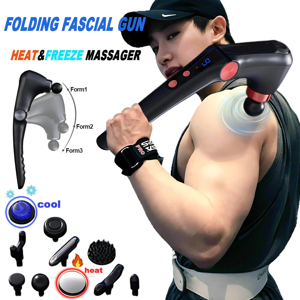 XFOX Fascia Gun Massage With Hot Cold Heads And Angles