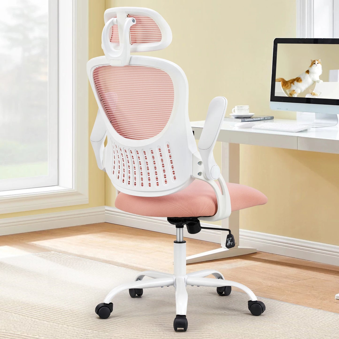 JHK Mesh Ergonomic Office Chair With Flip Up Arms Comfort