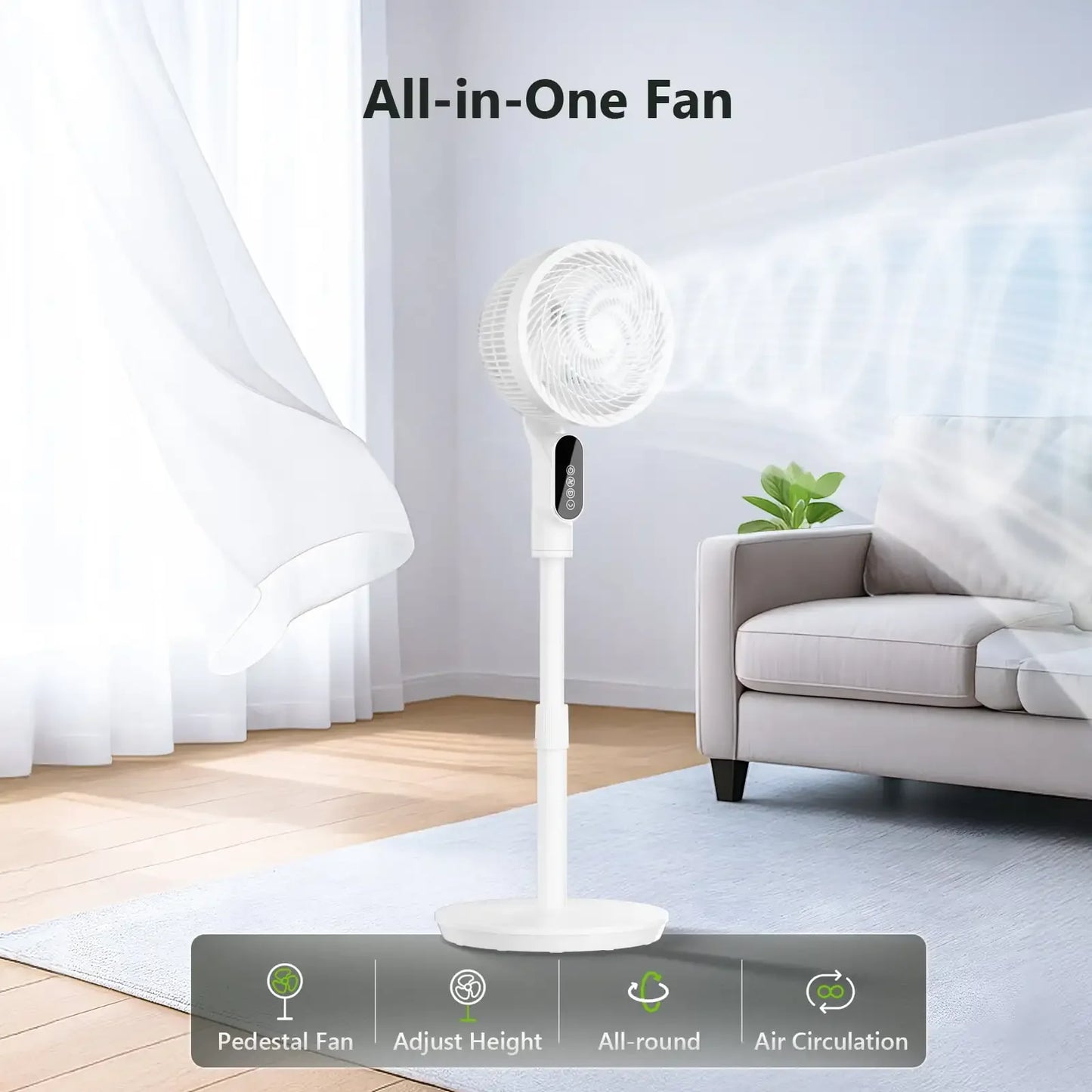 Electric Pedestal Fan 6 Speed Quiet Oscillating Remote