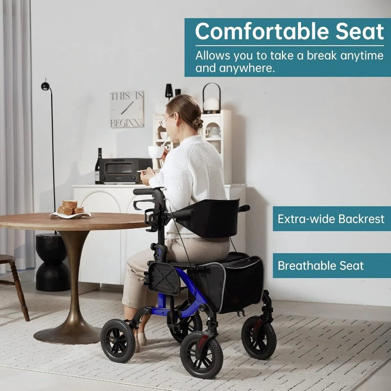 Empowering All-Terrain Rollator Walker with Non-Pneumatic Wheels