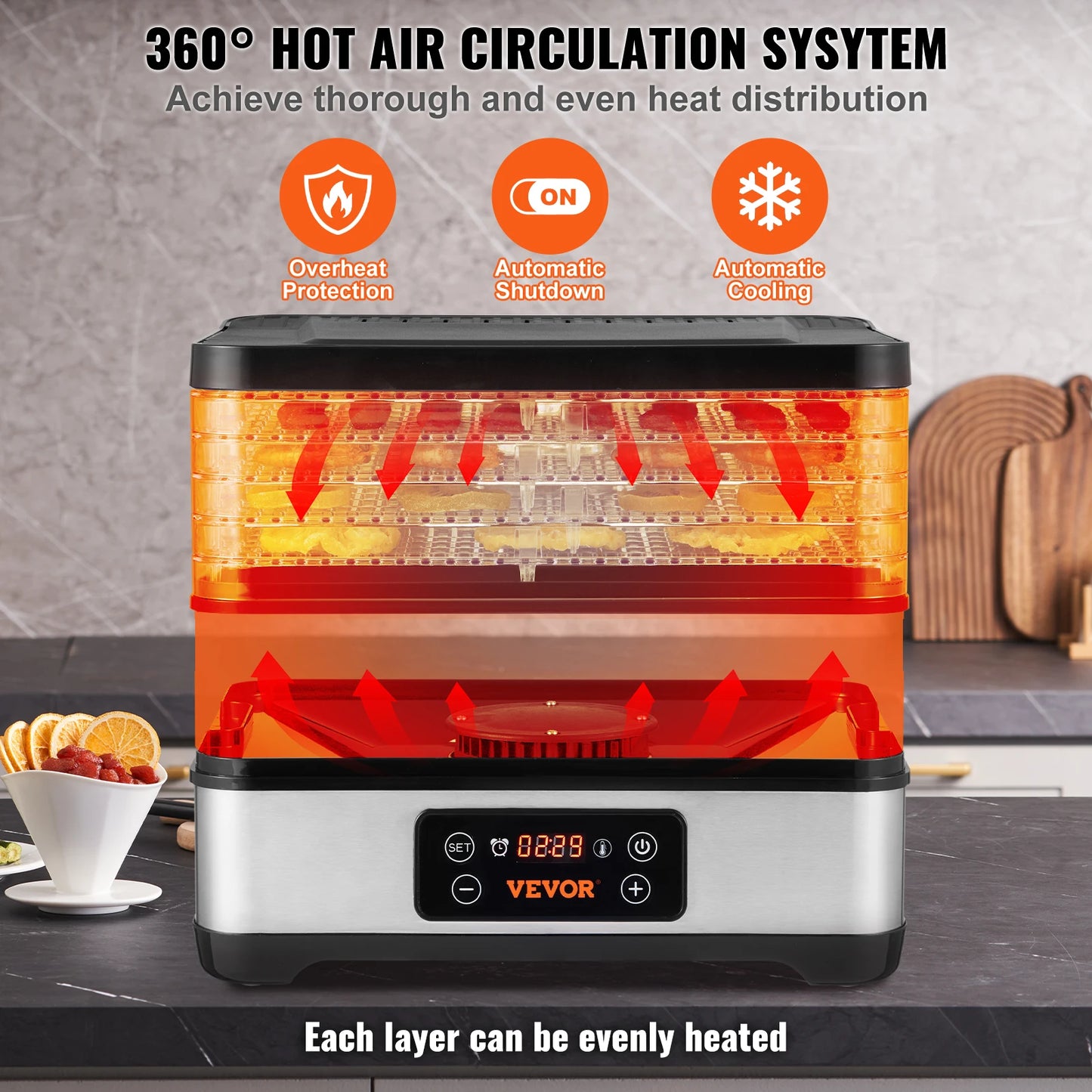 Vevor Electric Food Dehydrator With Digital Timer And Temp