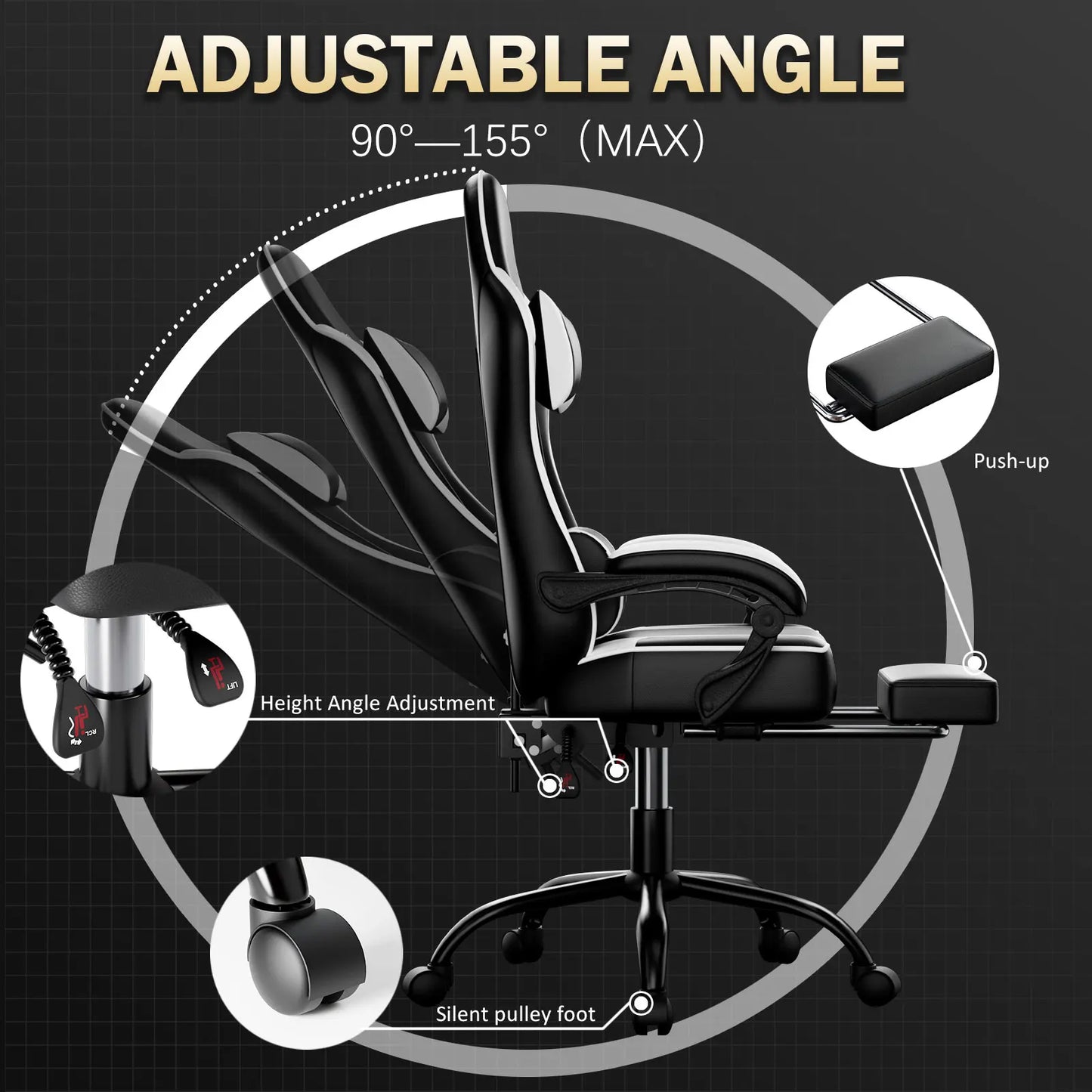 AnYu Furniture Ergonomic Gaming Chair With Massager