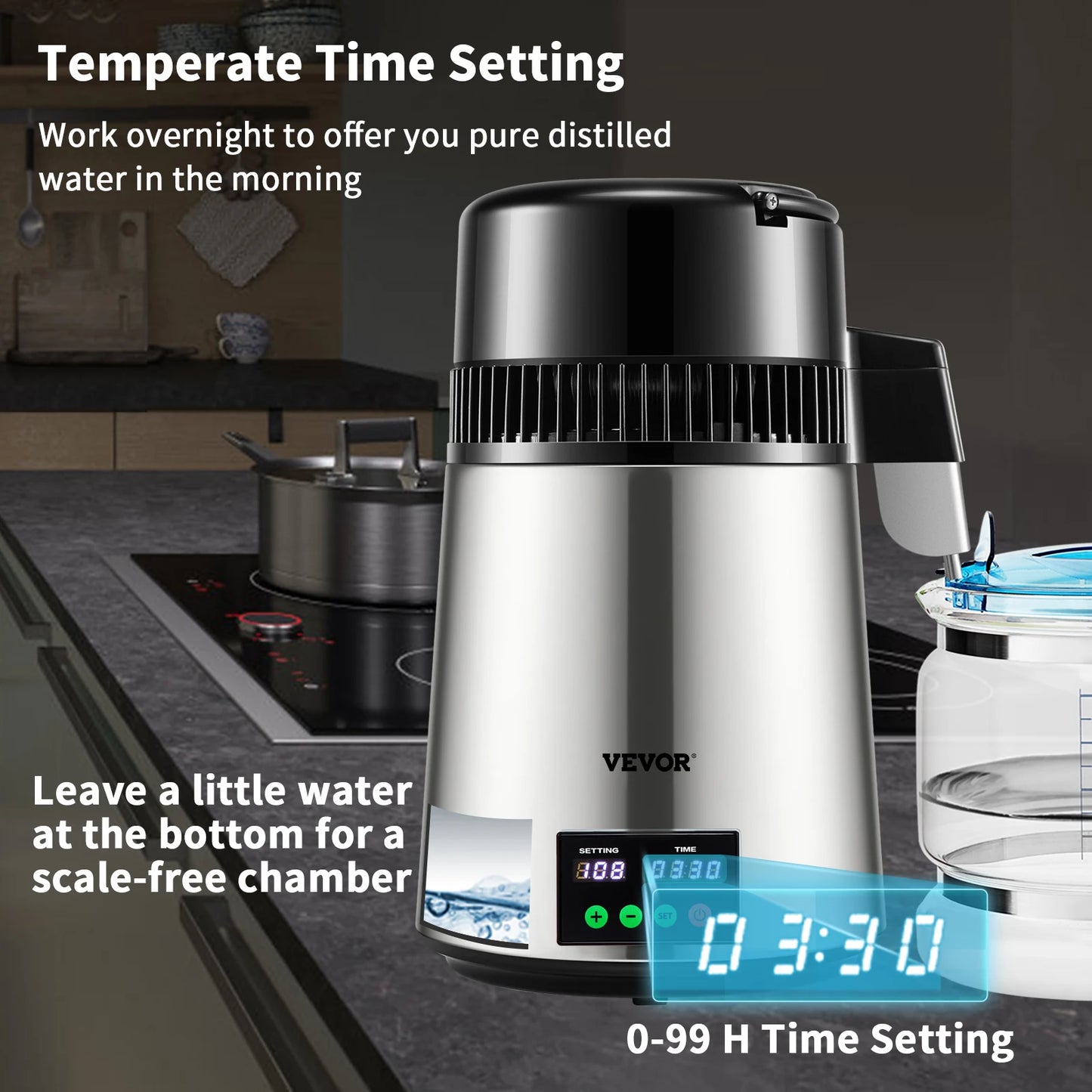 SucceBuy Water Distiller Purifier With Touch Screen Control