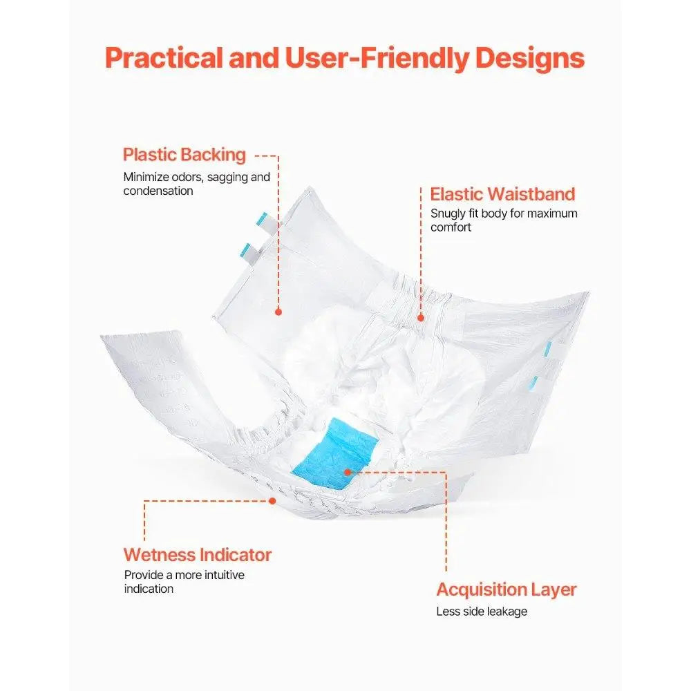 Hign-Concerned Adult Incontinence Briefs With Adhesive Tabs