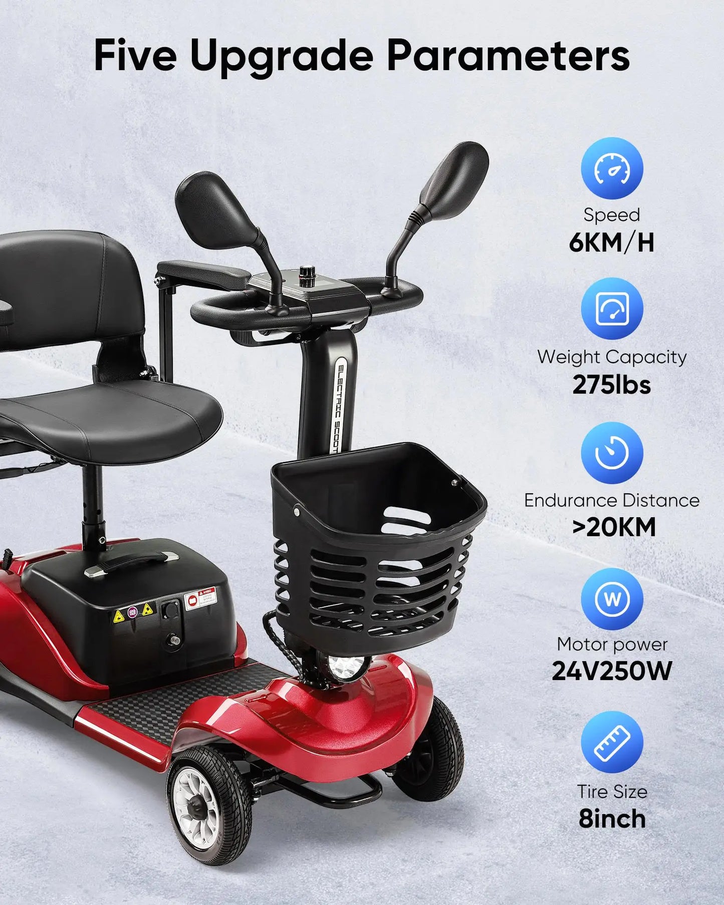 Hign Concerned Foldable Electric Mobility Scooter Basket