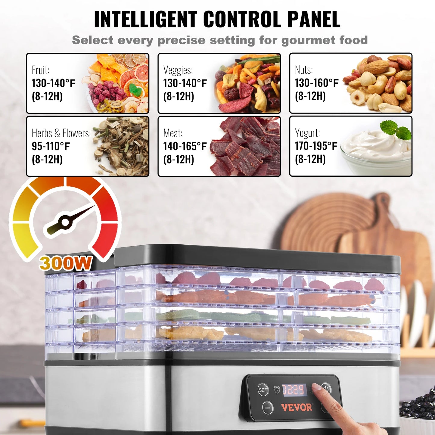 Vevor Electric Food Dehydrator With Digital Timer And Temp