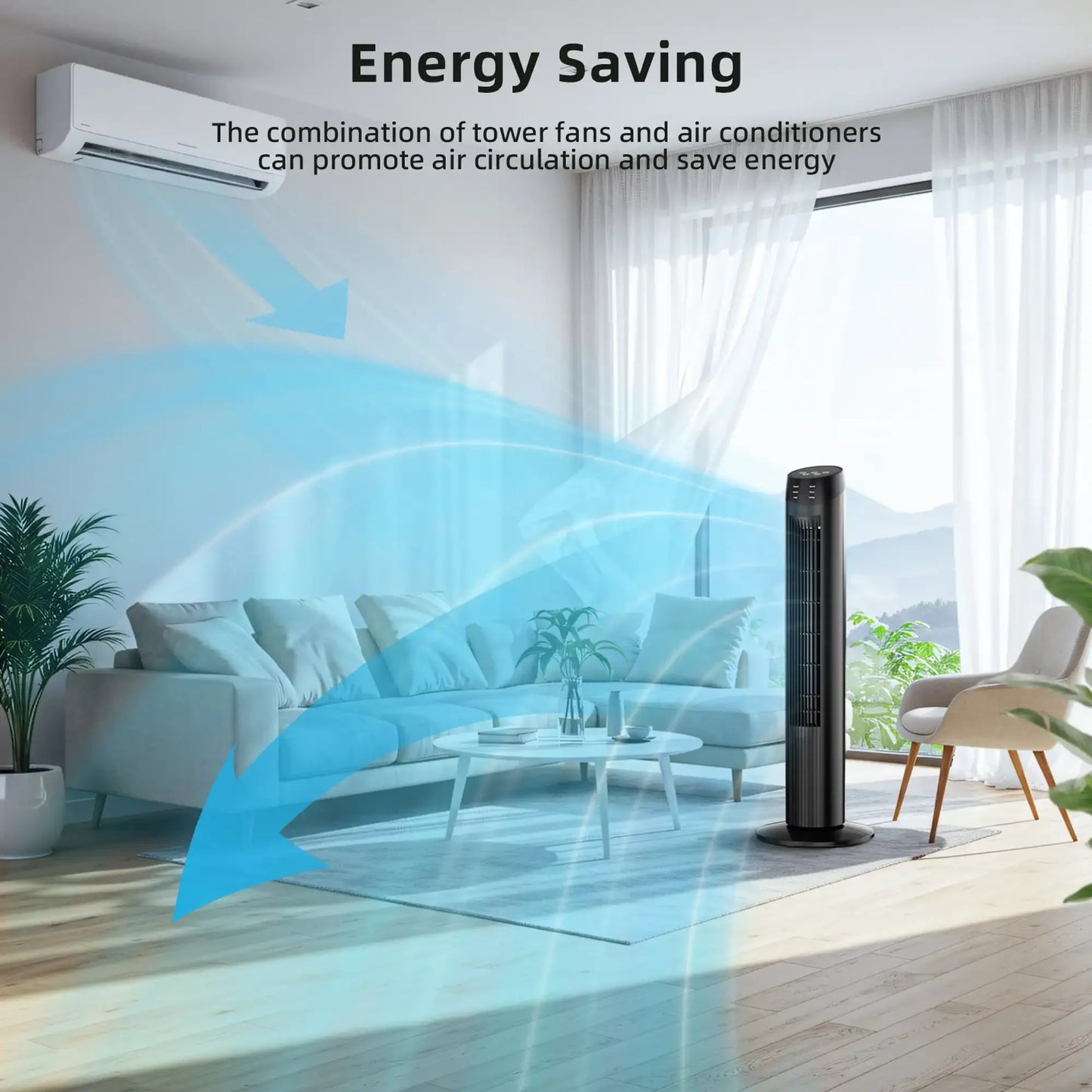 SZRSTH Tower Fan Oscillating Standing Floor Fan 3 Speeds