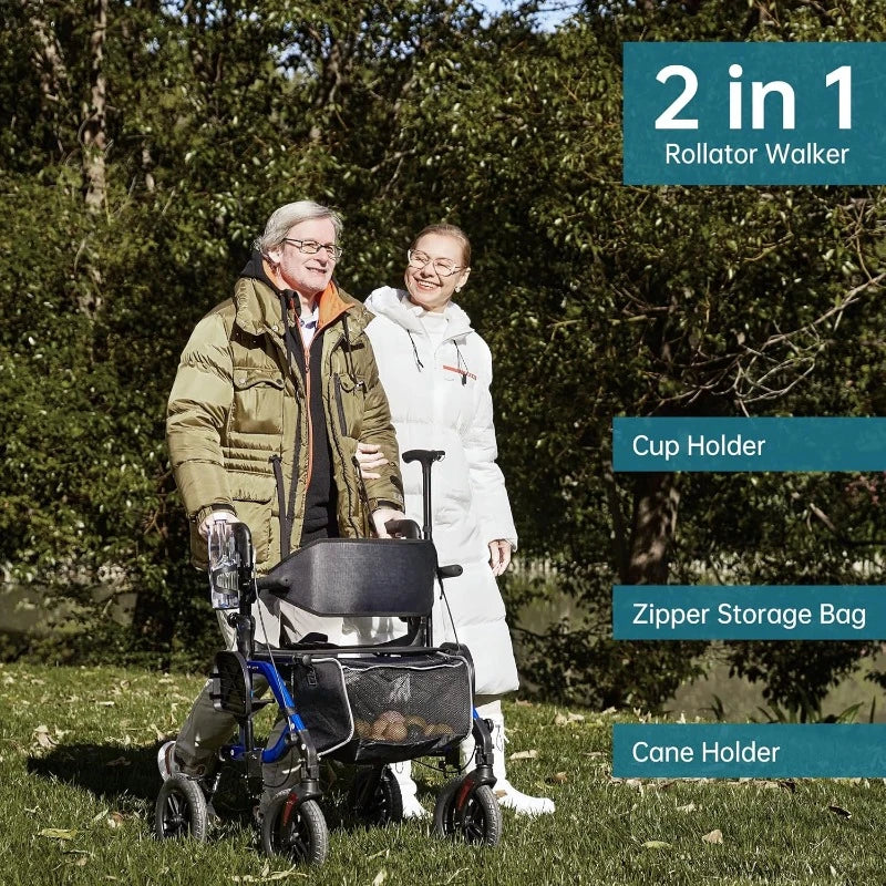 Empowering All-Terrain Rollator Walker with Non-Pneumatic Wheels
