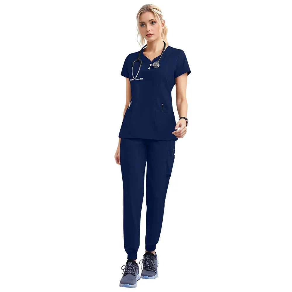 JUPAOPAOCN Nurse Scrubs Set Medical Uniform Women Jogger