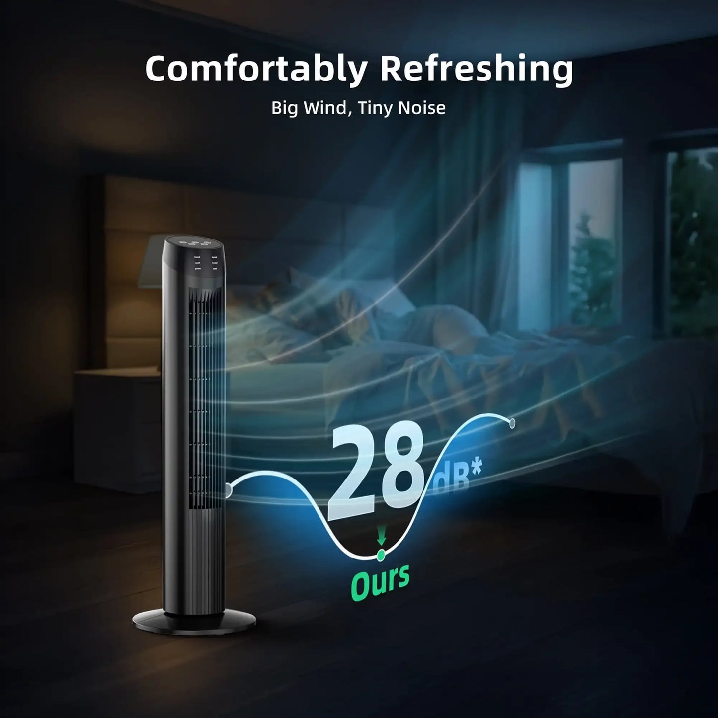 SZRSTH Oscillating Tower Fan With 3 Speeds And Timer