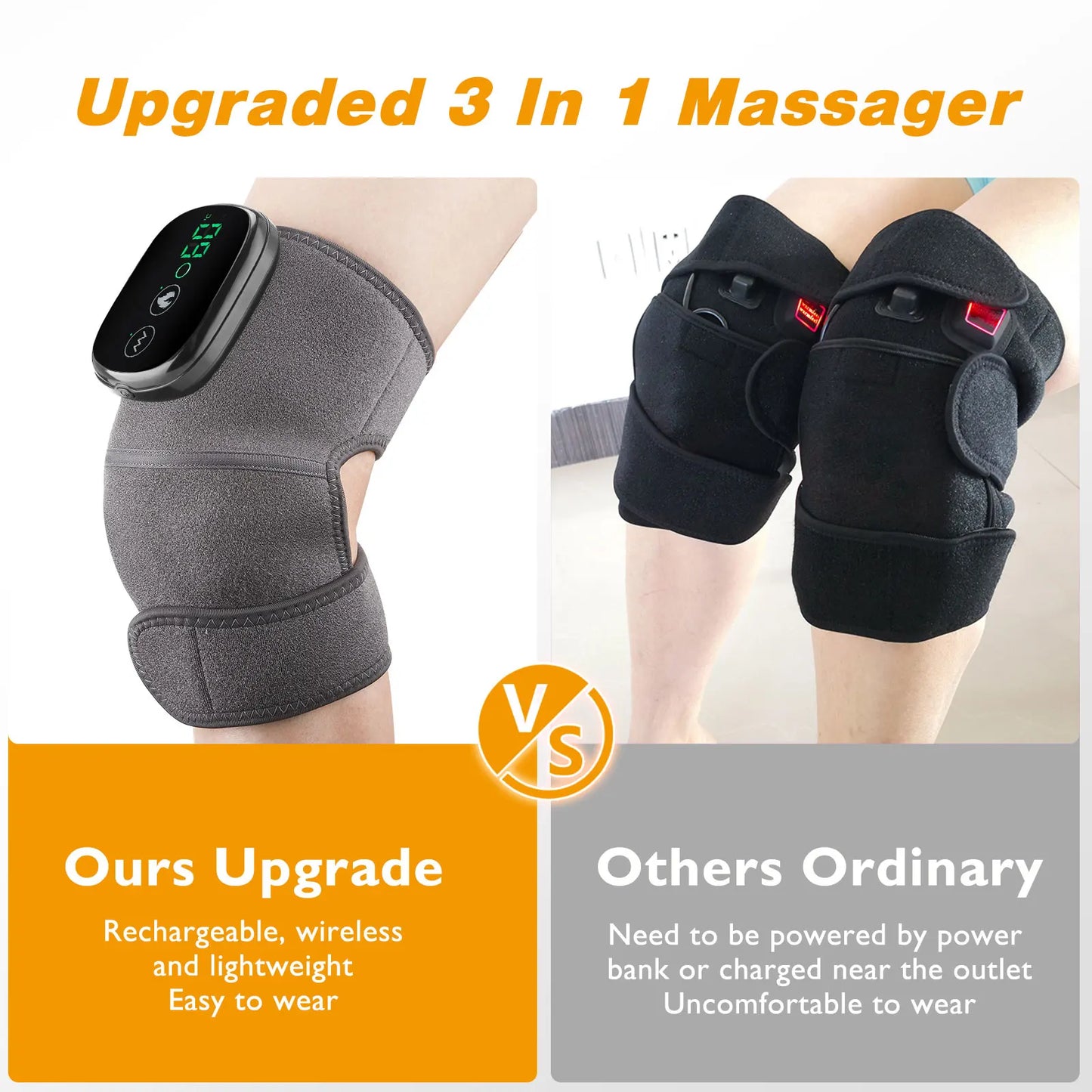 Hailicare 3 In 1 Electric Heating Massage Belt For Joints