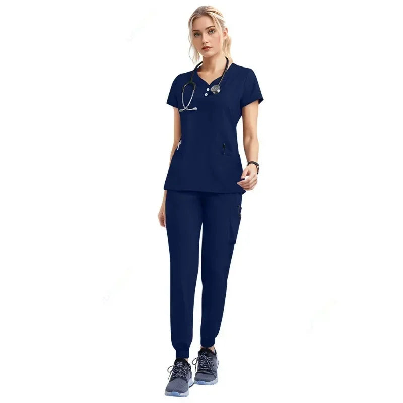 JUPAOPAOCN Nurse Scrubs Set Medical Uniform Women Jogger