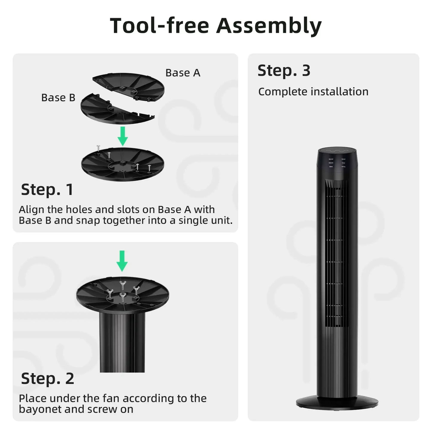 SZRSTH Oscillating Tower Fan With 3 Speeds And Timer