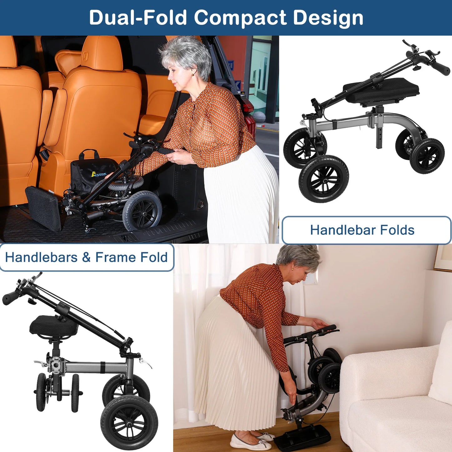 Origin Collapsible Knee Scooter With Basket And Dual Brakes