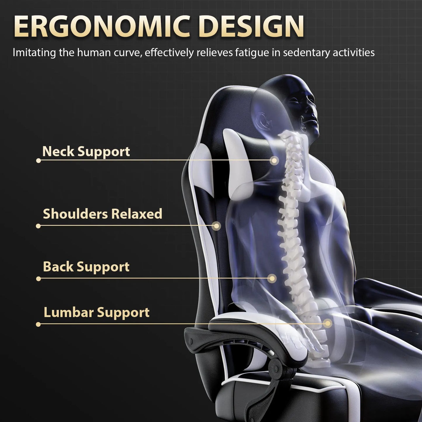 AnYu Furniture Ergonomic Gaming Chair With Massager