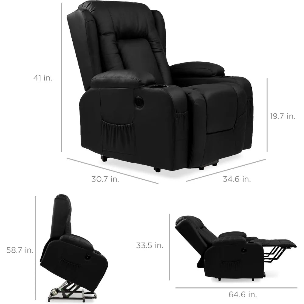 PU Leather Power Lift Recliner Chair With Massage USB Port
