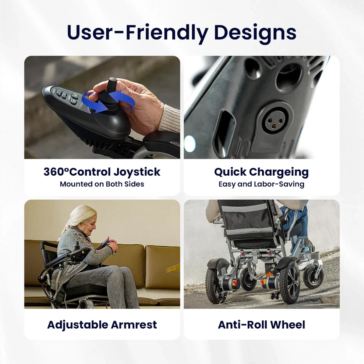 MAIDESITE Electric Wheelchair Foldable Portable for Adults