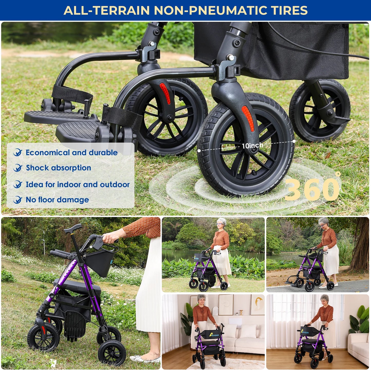 Origin 2 In 1 Rolling Walker Wheelchair Combo With Brakes