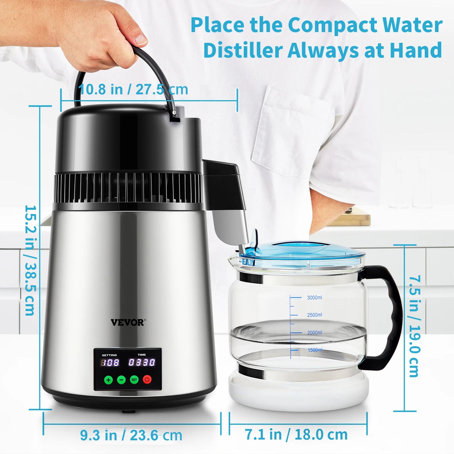 SucceBuy Water Distiller Purifier With Touch Screen Control