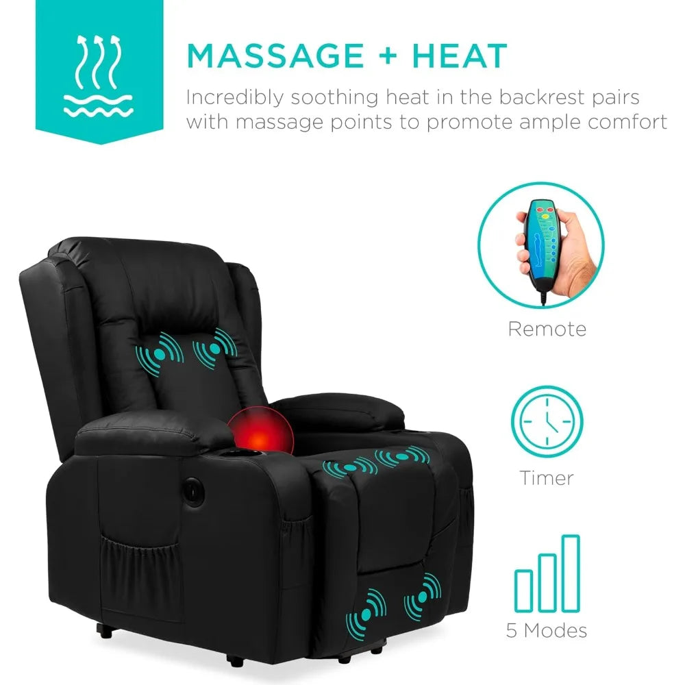 PU Leather Power Lift Recliner Chair With Massage USB Port