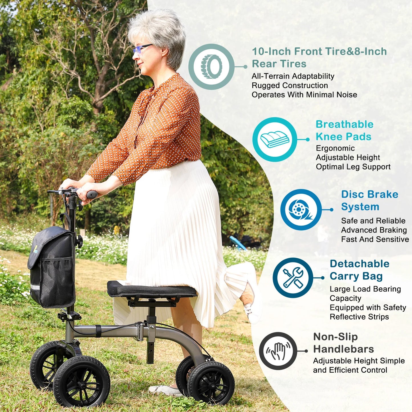 Origin Collapsible Knee Scooter With Basket And Dual Brakes