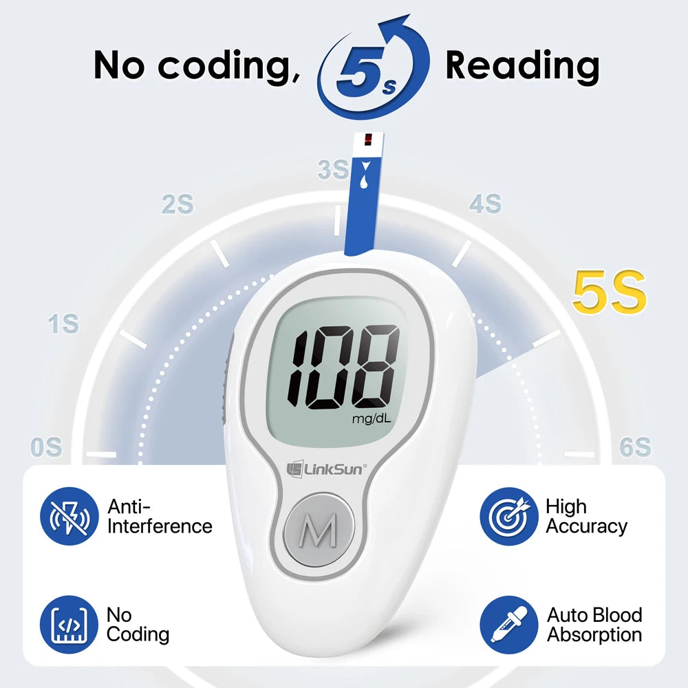Linksun G425 Glucometer Blood Glucose Monitor Complete Kit