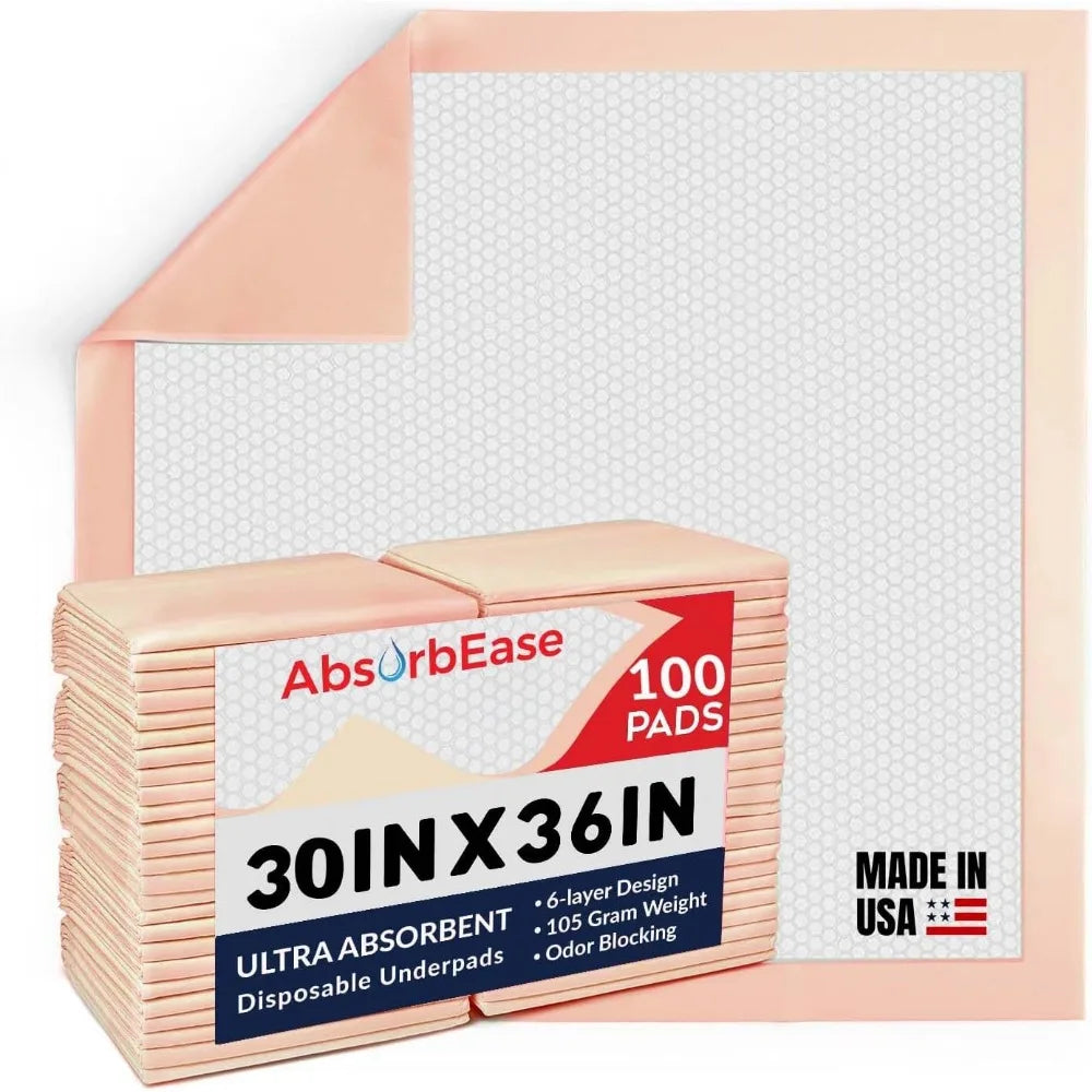 100 Ultra Absorbent XL Disposable Underpads, Odor Blocking, Waterproof Extra Large 30" x 36" Bed Pads for Incontinence - Leakpro