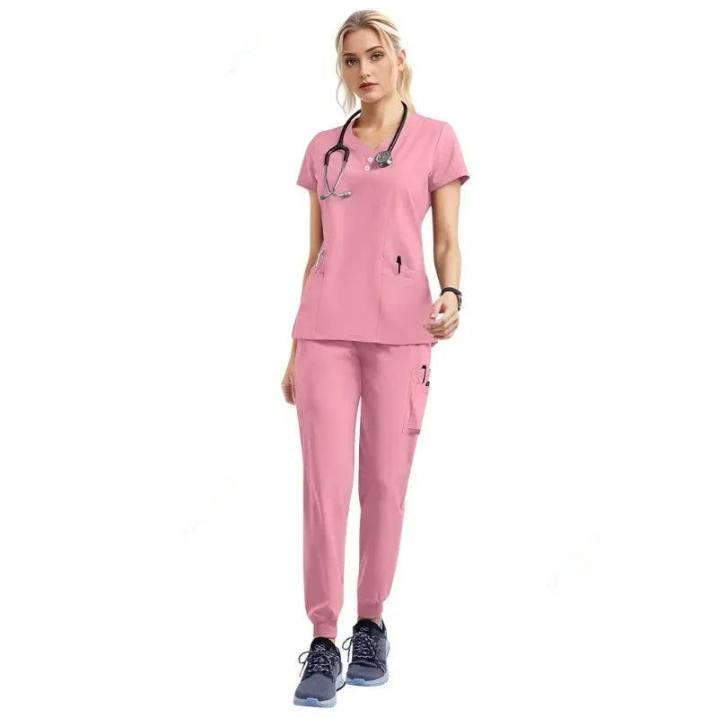 JUPAOPAOCN Nurse Scrubs Set Medical Uniform Women Jogger