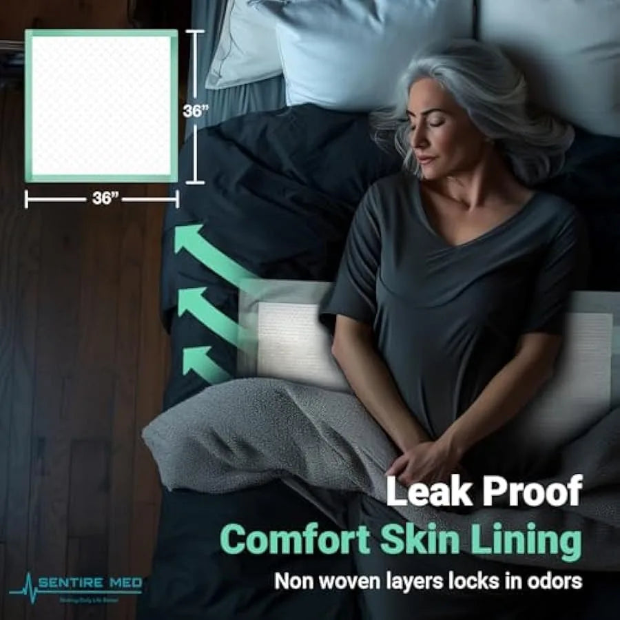 50 Pack Premium Extra Large Super Max 125 Gram Absorbent Bed Pads for Incontinence. Disposable 36 x 36 inches size Incontinence