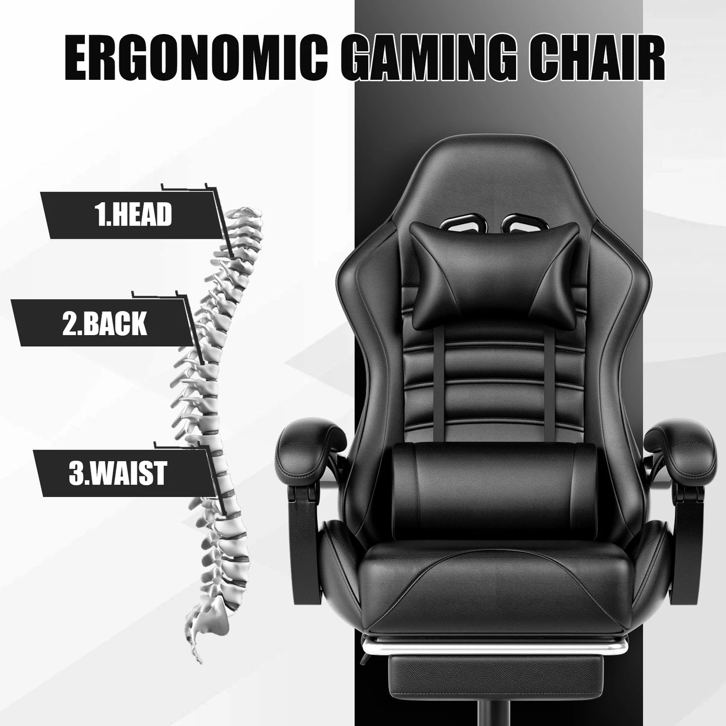AnYu Furniture Ergonomic Racing Gaming Chair With Footrest