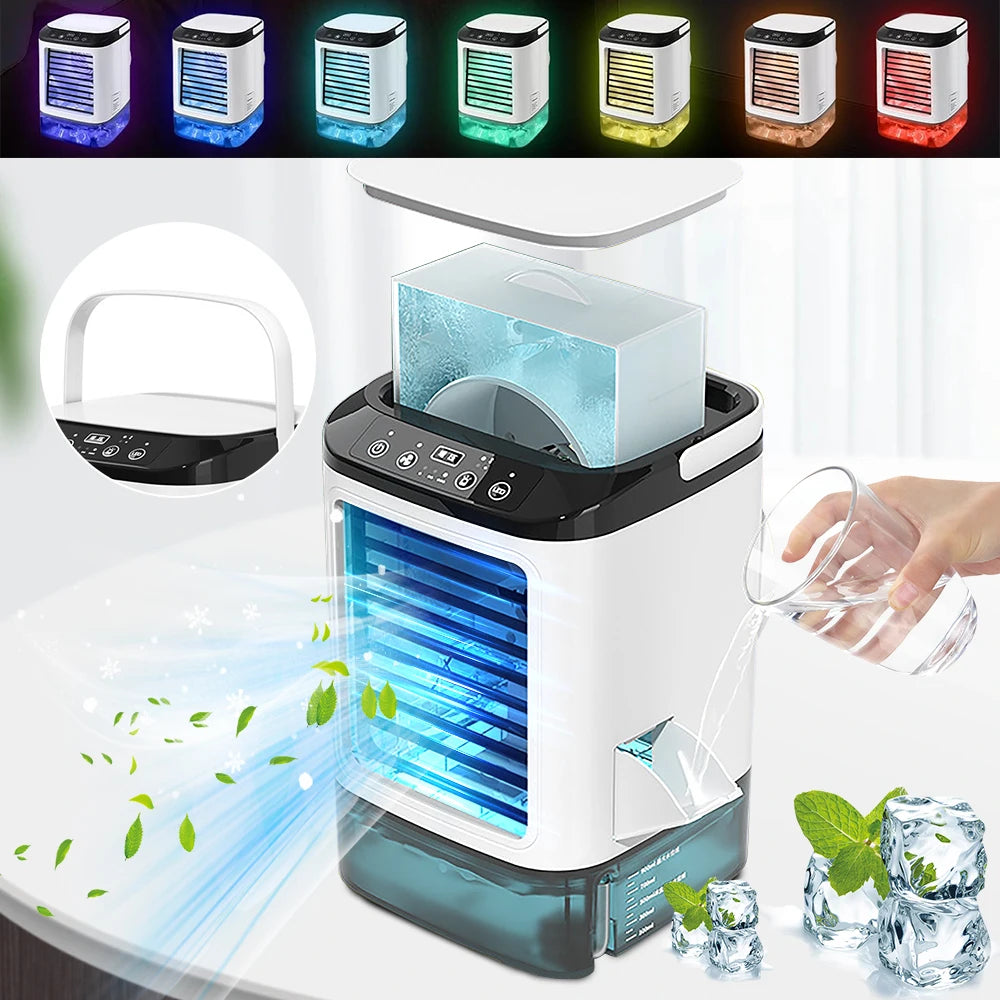 Moowarlt Portable Air Cooler Fan With Spray And LED