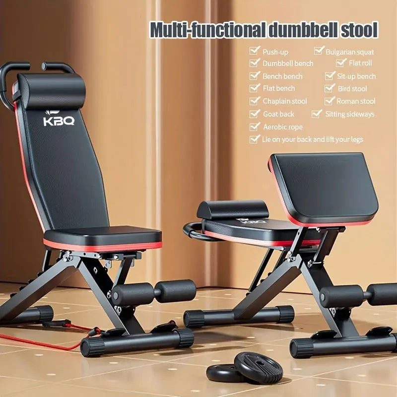 KBQH Multi Functional Folding Fitness Bench With Adjustable Roman Chair