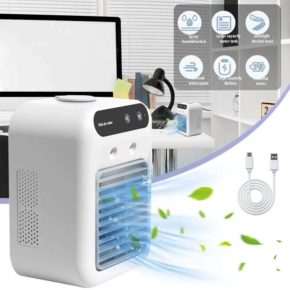 Moowarlt Mini Cold Air Conditioner Fan Humidifier USB
