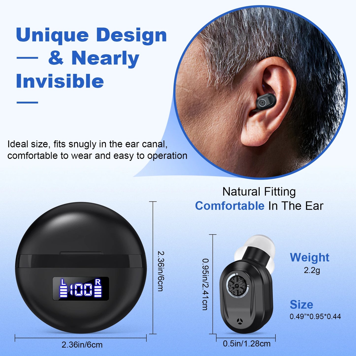 K F Coptee Invisible Hearing Aids Rechargeable Mini