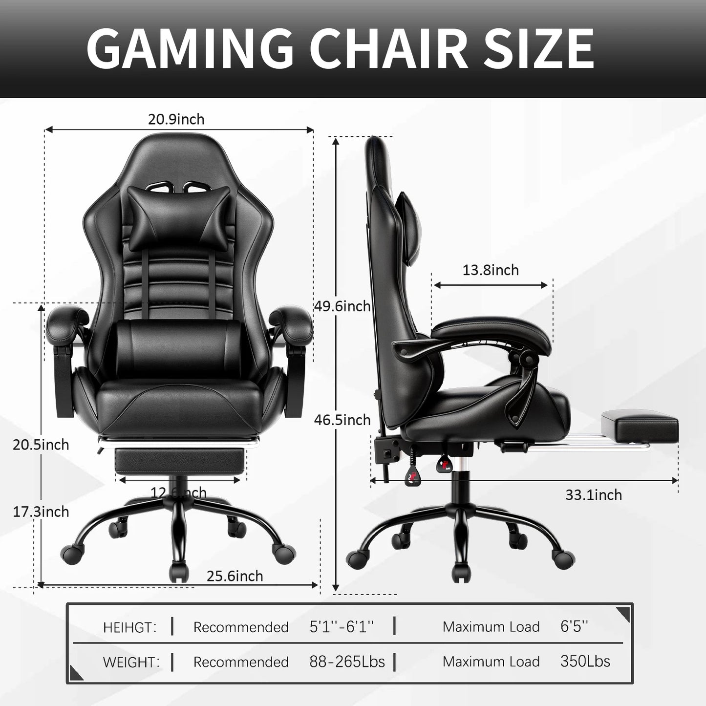 AnYu Furniture Ergonomic Racing Gaming Chair With Footrest