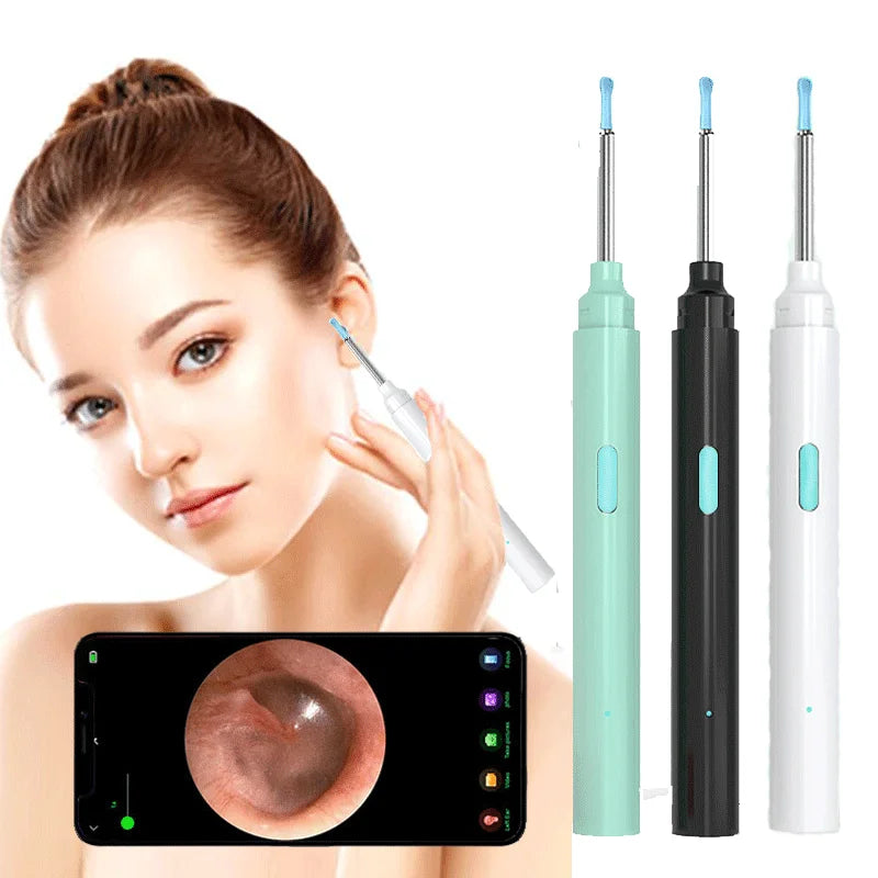 Wireless Smart Visual Ear Cleaner Otoscope Wifi Ear Wax Removal Tool with Camera Ear Endoscope 1080P Kit for IOS Android 4.9mm