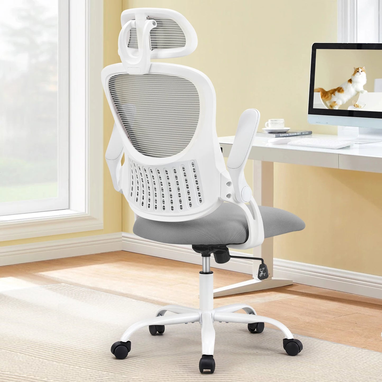 JHK Mesh Ergonomic Office Chair With FlipUp Adjustable Arms
