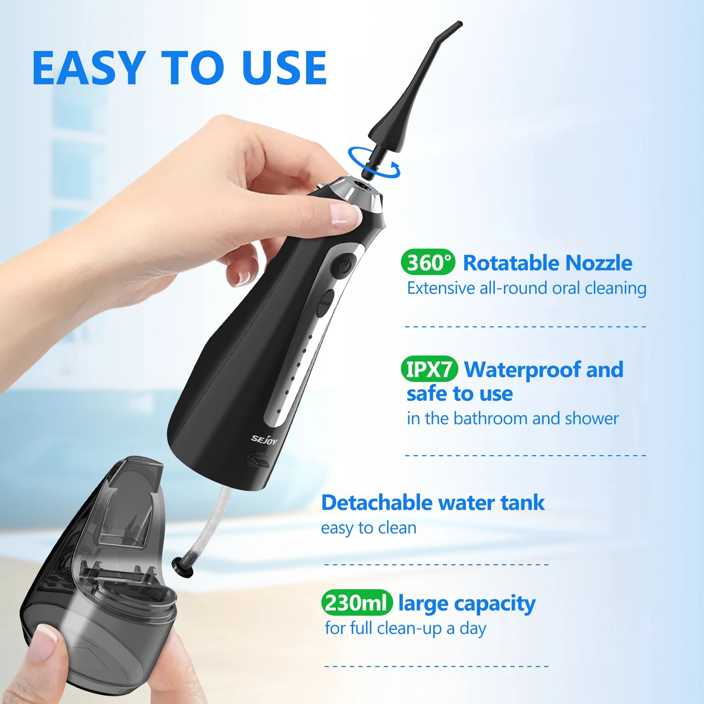 Sejoy Rechargeable Water Flosser Electric Toothbrush Set