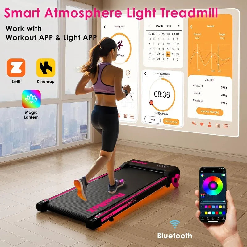 YTYIN Walking Pad Treadmill Under Desk With Incline Light