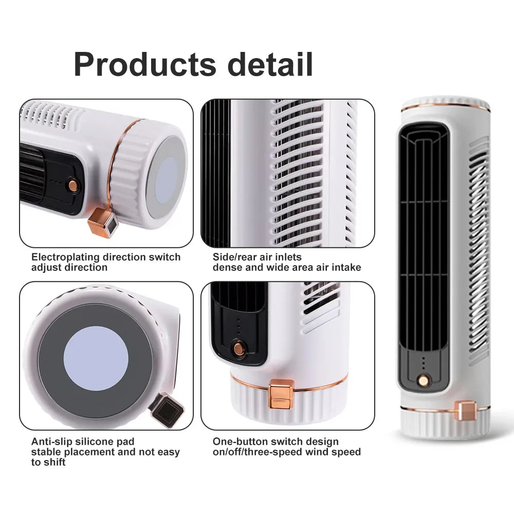 Electric E2 Mini Intelligent Tower Fan Quiet 3 Speed USB