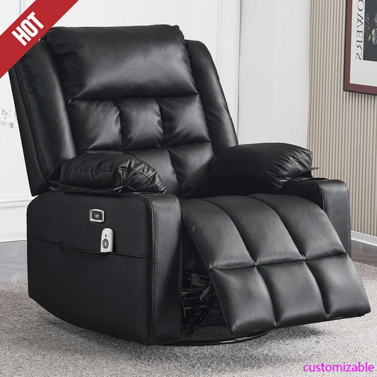 XMSJ Swivel Rocker Recliner Chair With Massage And USB Ports