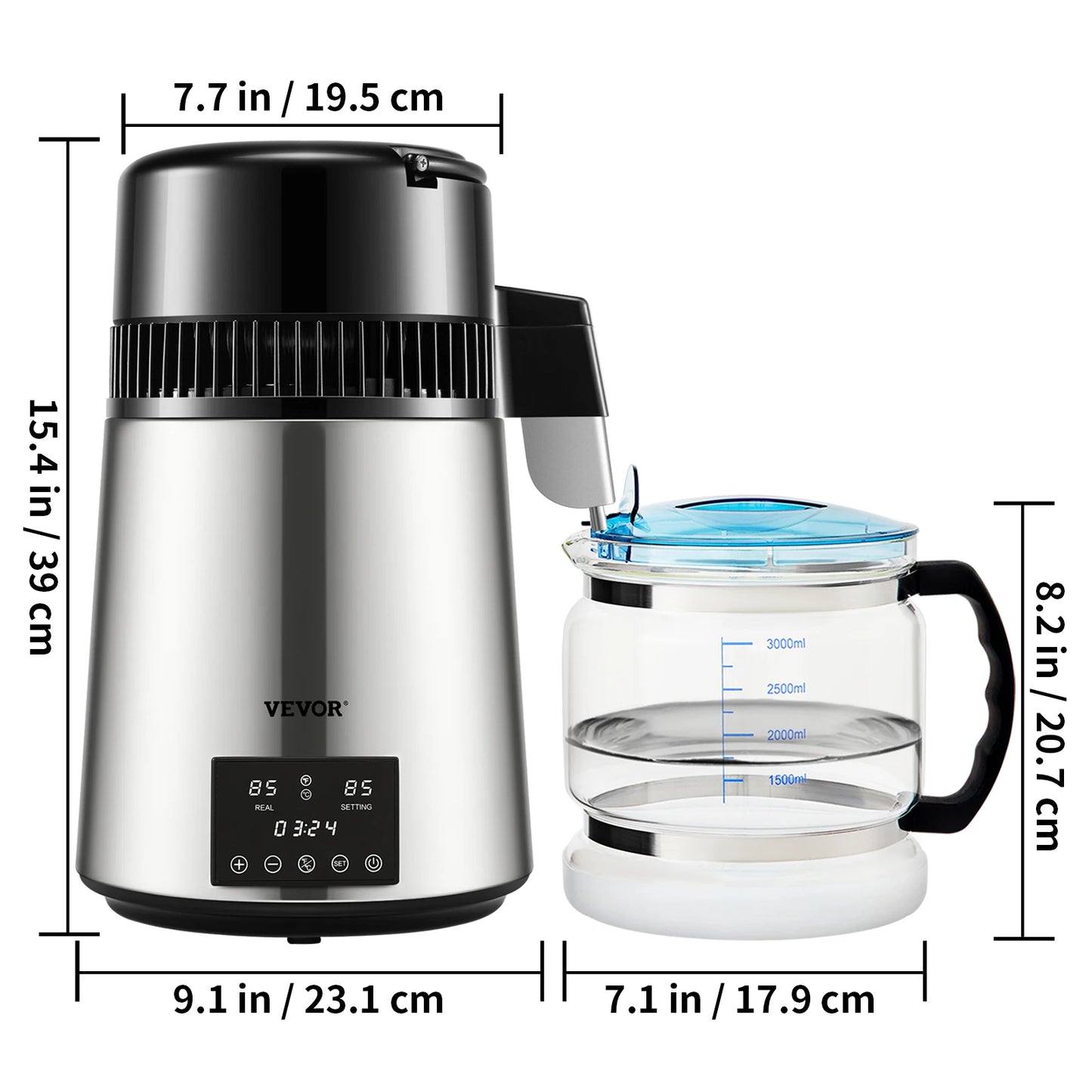 SucceBuy Water Distiller Purifier With Dual Temp Display