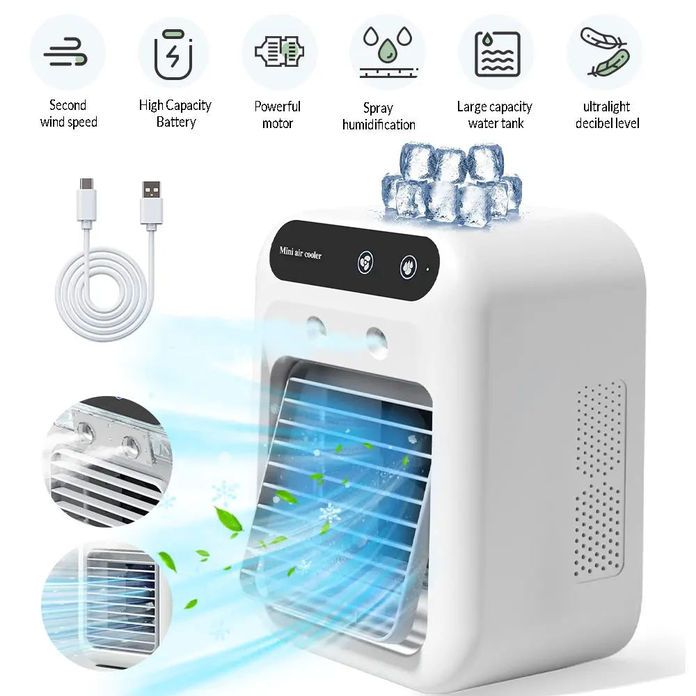 Moowarlt Mini Cold Air Conditioner Fan Humidifier USB