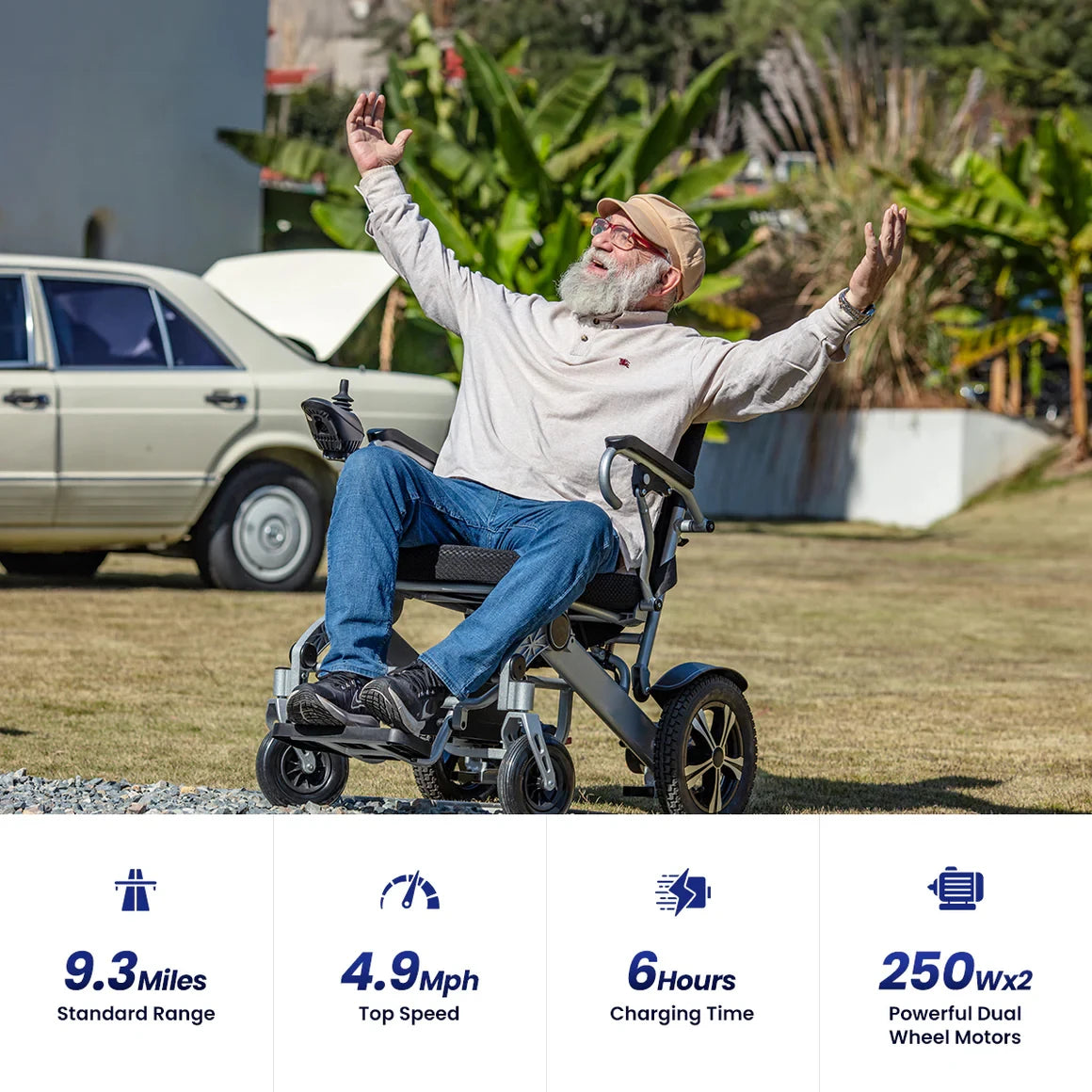 MAIDESITE Electric Wheelchair Foldable Portable for Adults
