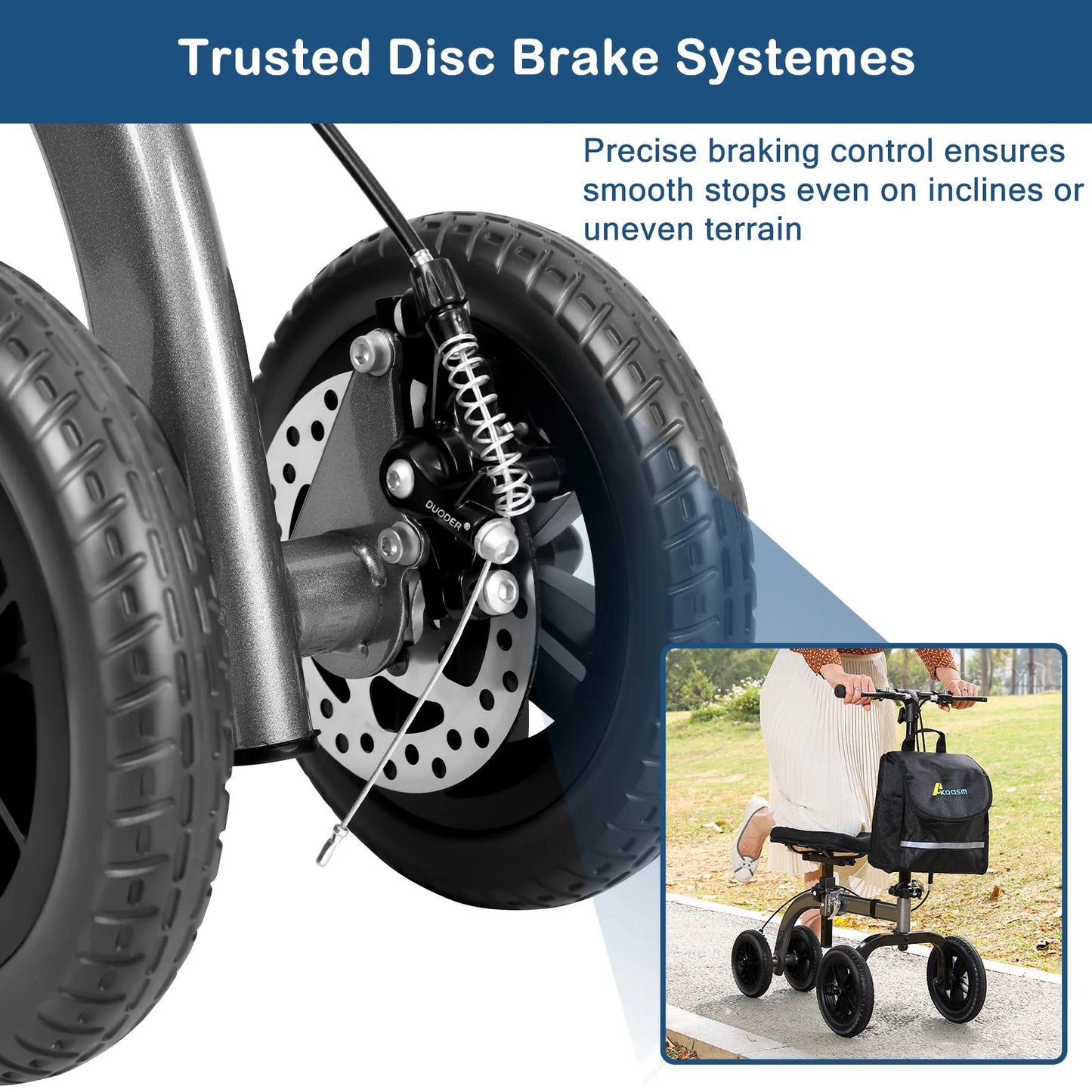 Origin Adult Collapsible Knee Scooter Basket Dual Brakes