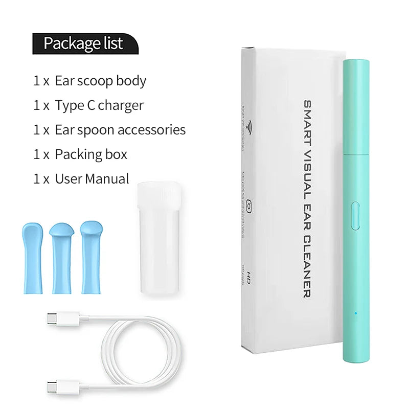 Wireless Smart Visual Ear Cleaner Otoscope Wifi Ear Wax Removal Tool with Camera Ear Endoscope 1080P Kit for IOS Android 4.9mm