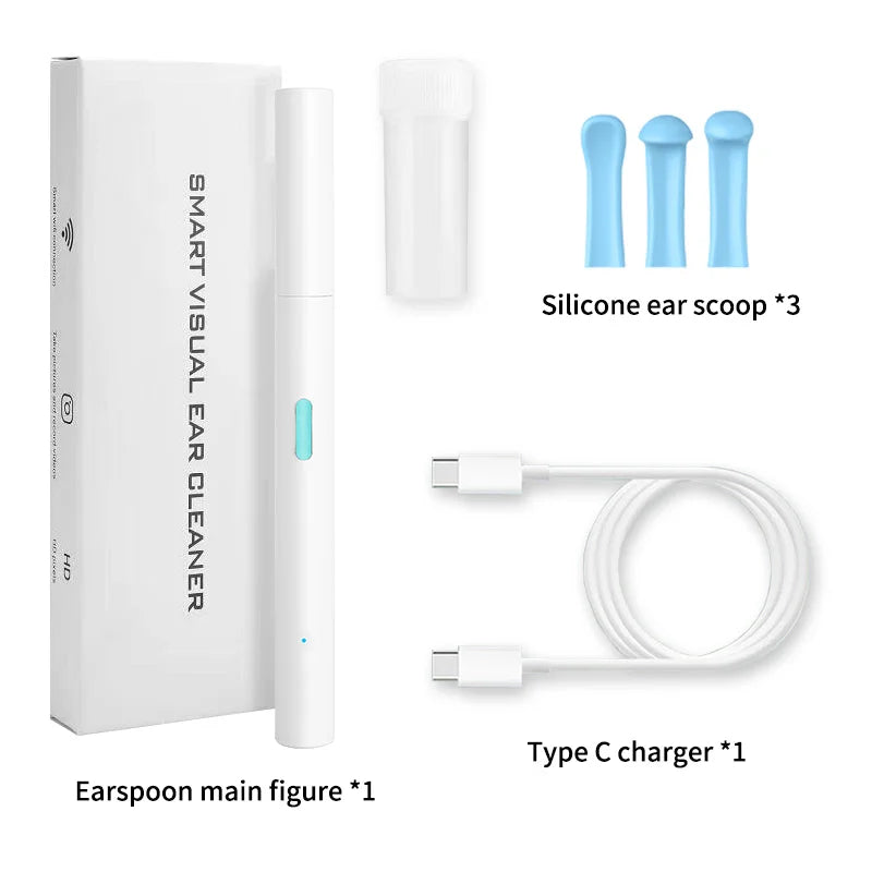 Wireless Smart Visual Ear Cleaner Otoscope Wifi Ear Wax Removal Tool with Camera Ear Endoscope 1080P Kit for IOS Android 4.9mm